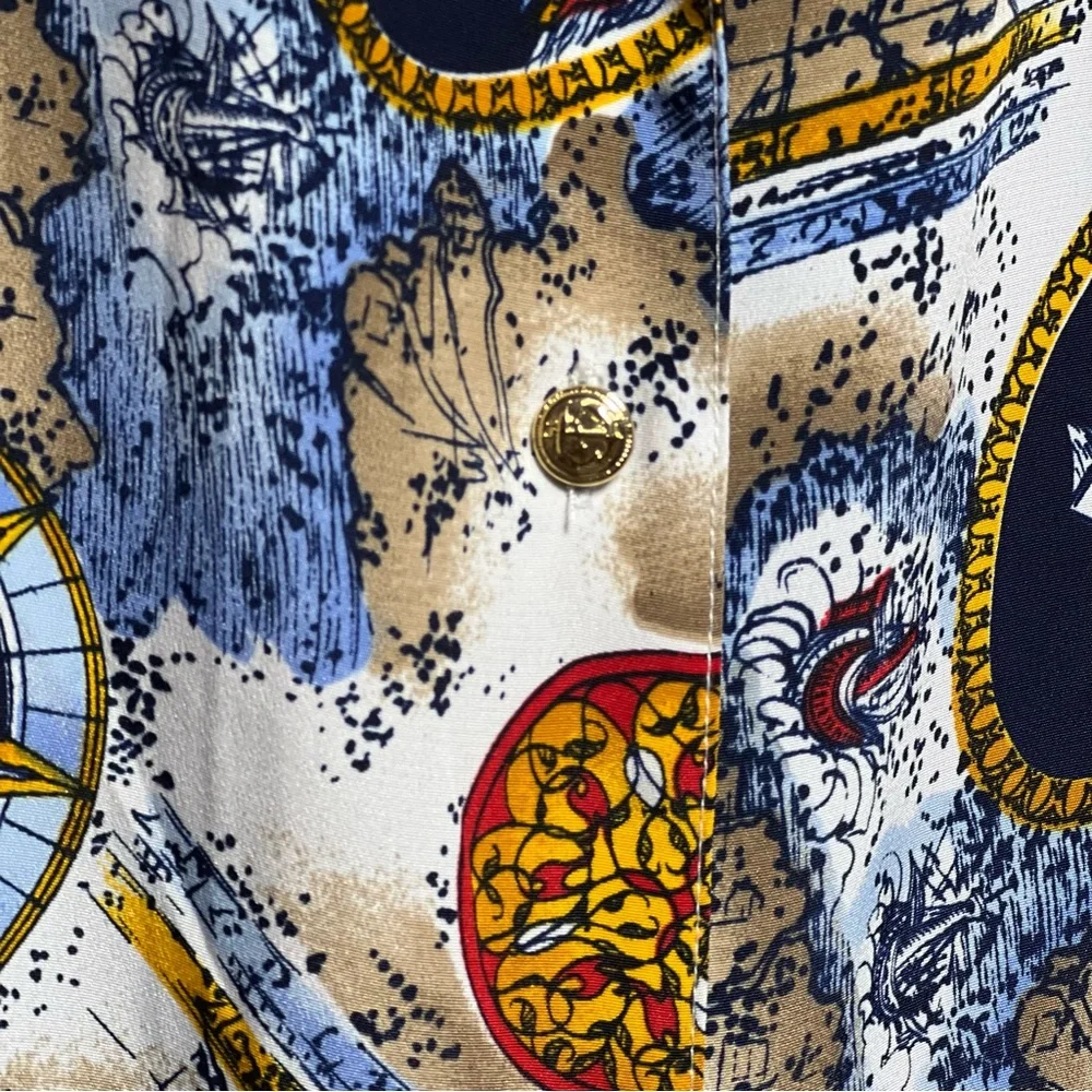 Laura & Jayne Collection Vintage Short Sleeve Multi Color Blouse, Size 14 - Picture 8 of 9